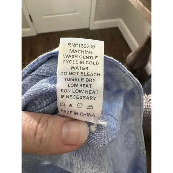 Tuckernuck Chambray Embroidered Aubury Dress Size XL Boho Coastal Western Casual - Picture 9 of 9